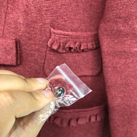 Sandra Angelozzi Berry Pink Coral Bow Blazer Cardigan size ~L - Picture 9 of 15